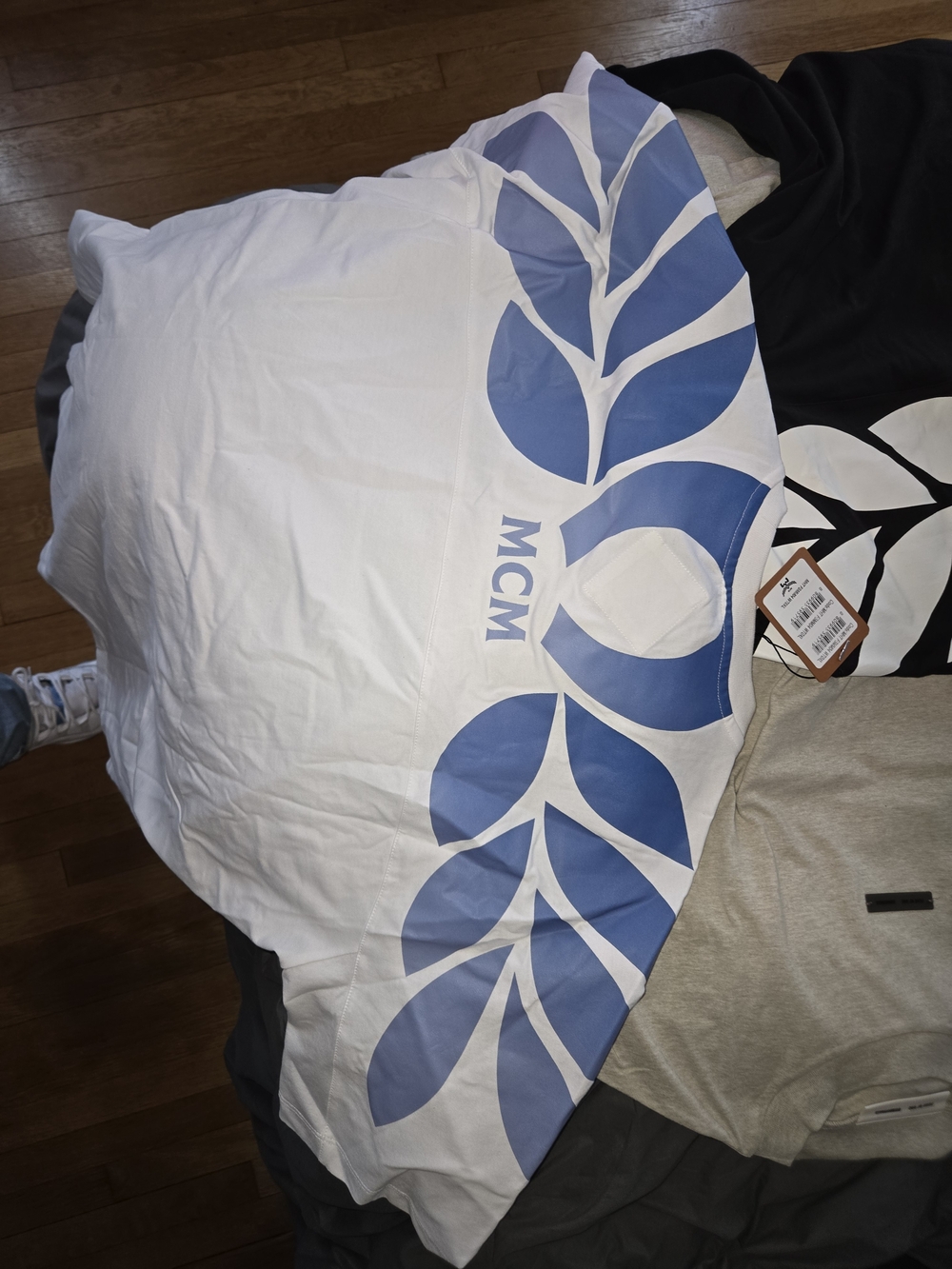 MCM Logo Graphic Tee in White and Blue - Picture 3 of 7